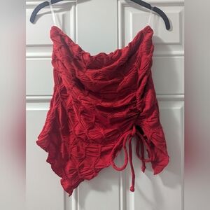 See You Monday Y2K Red Flowy Tube Top, Size Medium